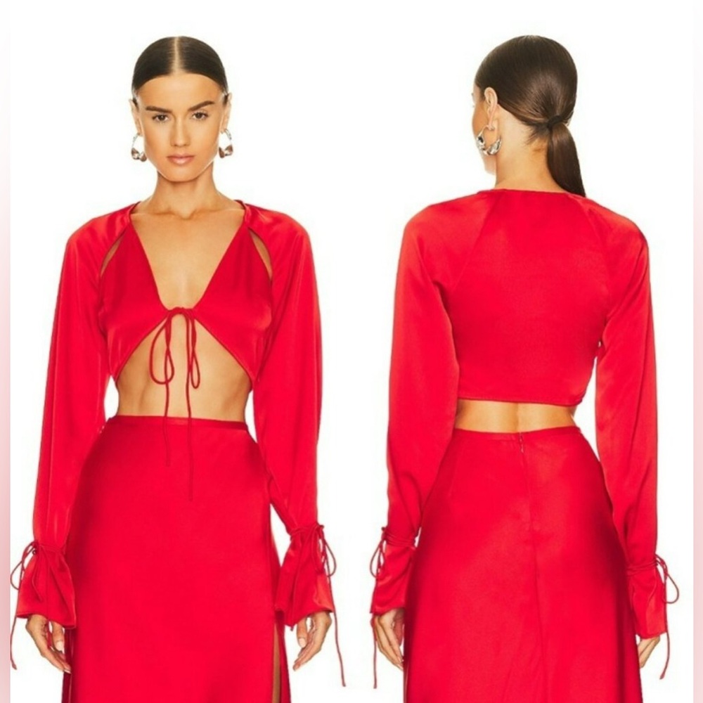 L'Academie Connor Crop Top - Bright Red - Picture 2 of 4